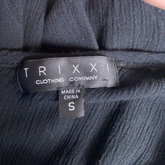 Trixxi Romper Women's Small Black Lined Gauze Deep V Plunge Buttons Sexy Outfit - Picture 6 of 7